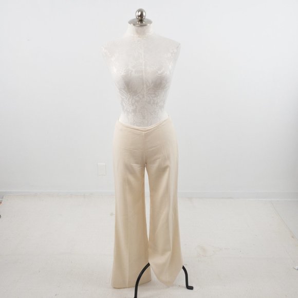 Ralph Lauren 6 Wide Leg Wool Trouser Pants Cream - Picture 3 of 10